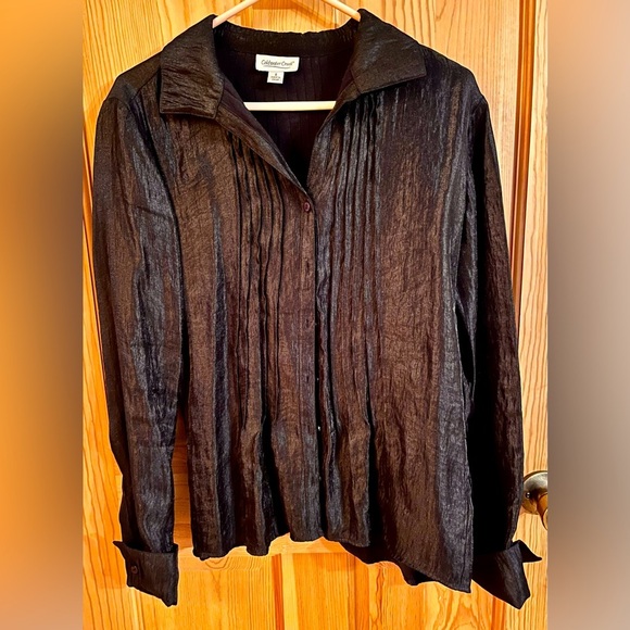 Coldwater Creek Black Women’s Button Blouse SZ 8 Professional Office Easy Care - Picture 1 of 15